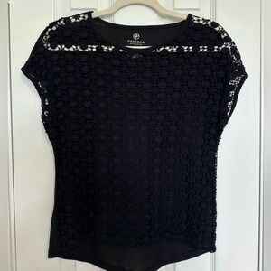 Versona Black Lace Blouse Top Size Small